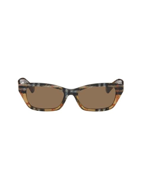 Burberry Brown Check Rectangle Sunglasses