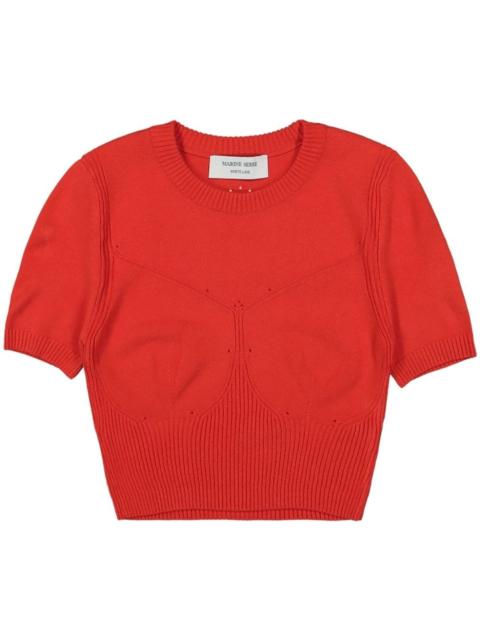 Marine Serre cropped knitted top