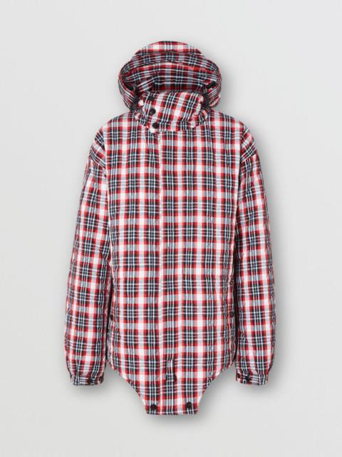 Burberry Cut-out Hem Diamond Quilted Check Nylon Parka