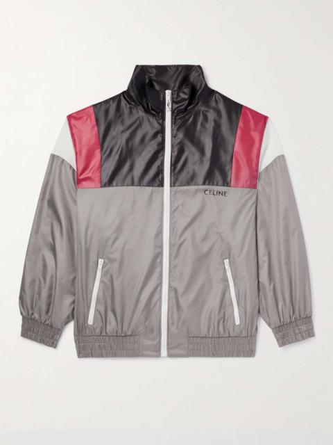 CELINE Logo-Print Mesh-Trimmed Colour-Block Nylon Track Jacket