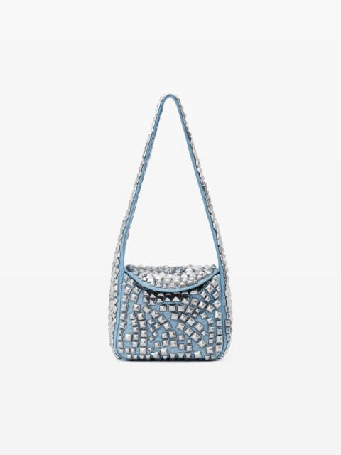 spike small hobo bag in studded leather