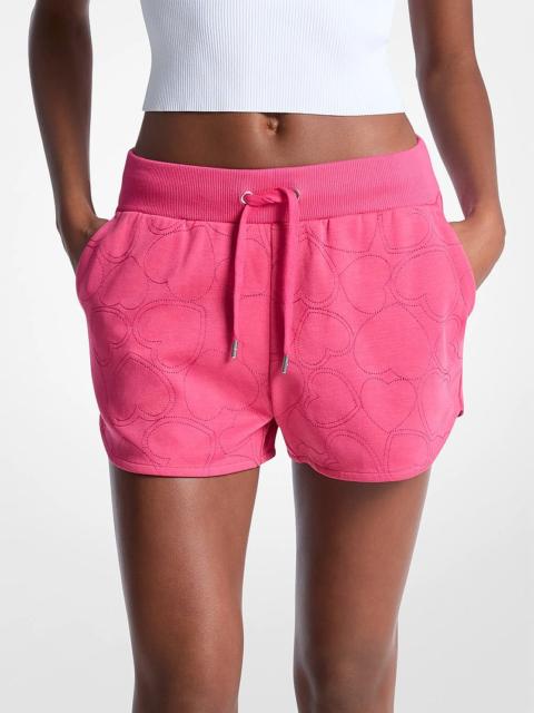 MICHAEL KORS Heart Embroidered Cotton Blend Shorts