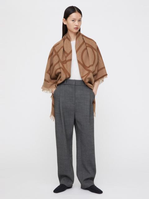 Totême Monogram wool cashmere scarf camel