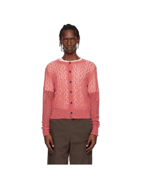 Dries Van Noten Pink Open-Knit Cardigan