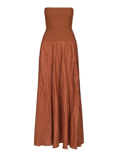 Empowerment Movement Linen-Blend Maxi Skirt brown