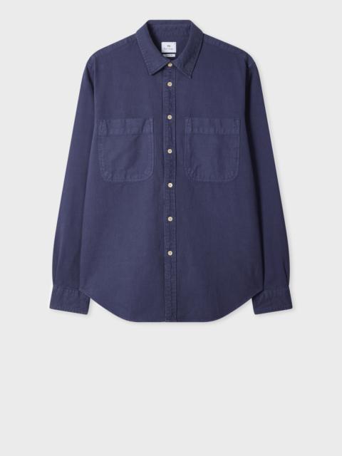 Paul Smith Navy Bedford-Weave Cotton-Linen Overshirt