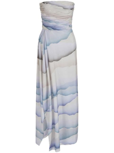 GIORGIO ARMANI ASV printed silk habotai long bustier dress