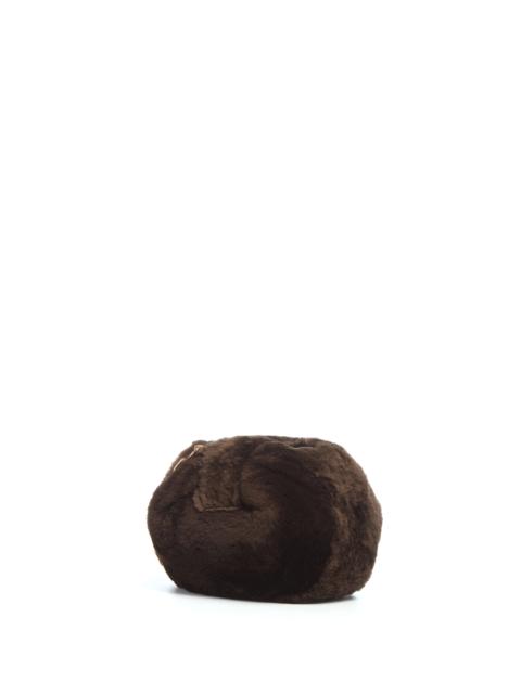 GABRIELA HEARST Soft Demi Clutch with Chain in Chocolate Recycled Fur