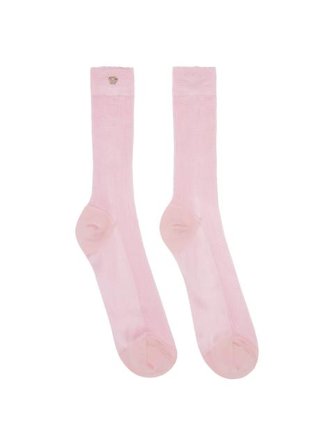 VERSACE Pink Ribbed Knit Socks