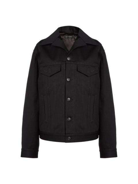 BALENCIAGA Standing Waxed Denim Jacket black
