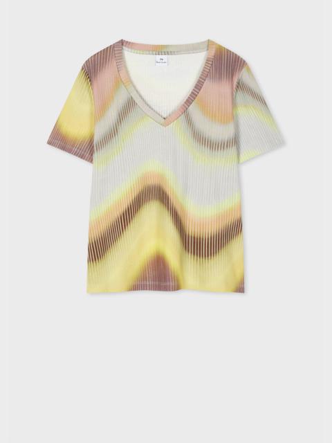 Paul Smith Women's 'Gradient Wave' V-Neck T-Shirt