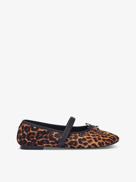 maje Faby leopard-pattern calf-hair ballerina shoes