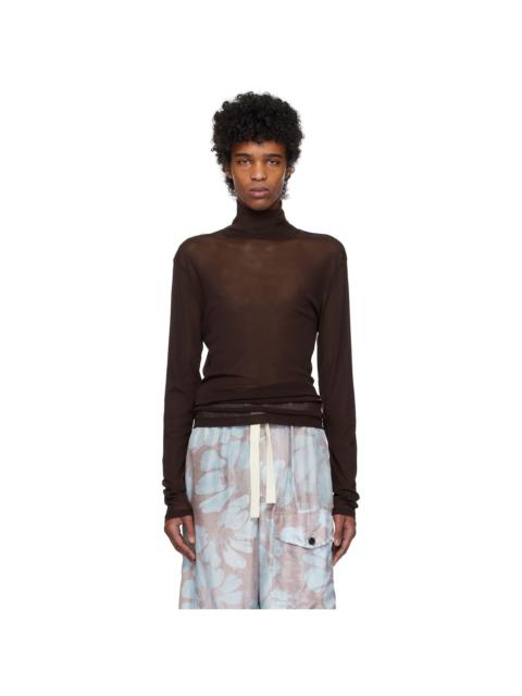 Dries Van Noten Brown Mesh Turtleneck