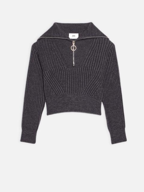 Zip Collar Ribbed Jumper