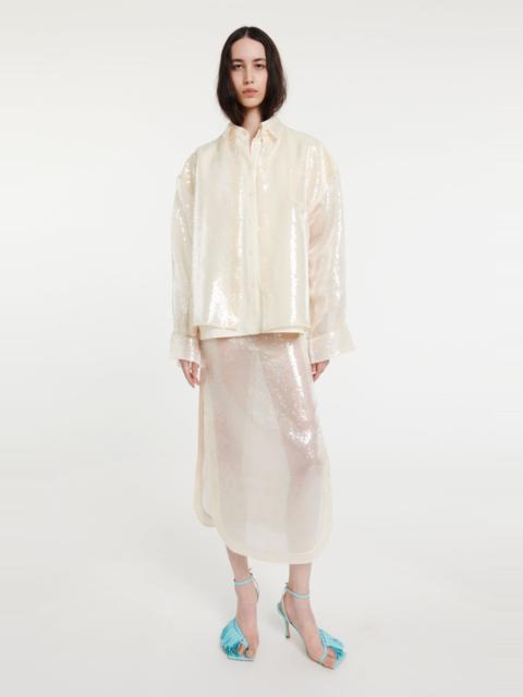 A.W.A.K.E. MODE SEQUINED DOUBLE TROMPE-L’OEIL SHIRT IVORY