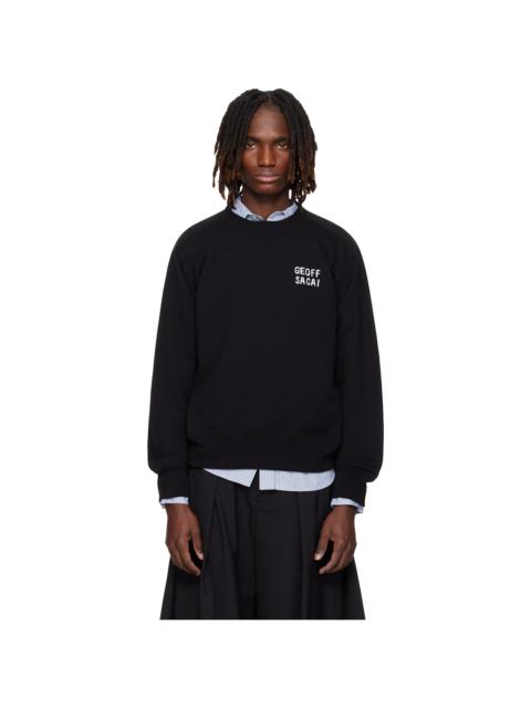 sacai Black 'geoff sacai' Embroidery Pullover Sweatshirt