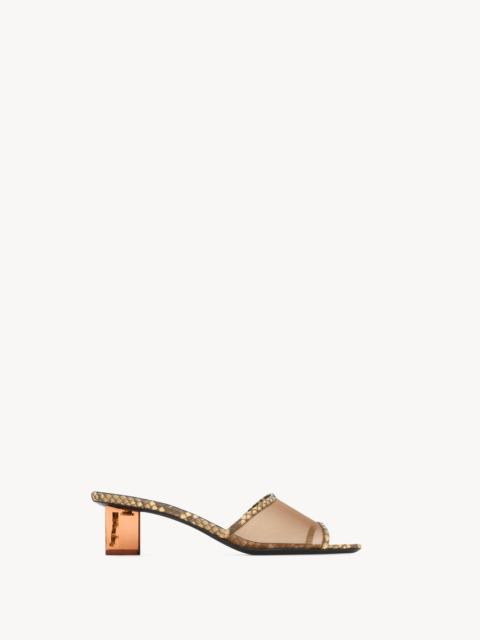 SAINT LAURENT SIP MULE SANDALS IN MESH AND PYTHON