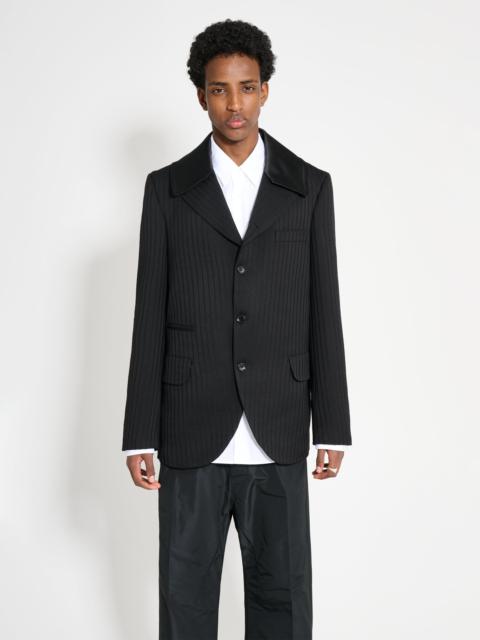 COMME DES GARÇONS HOMME PLUS CONTRAST LAPEL JACKET WOOL DOBBY STRIPE BLACK