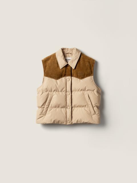 Miu Miu Technical pongé and leather down vest