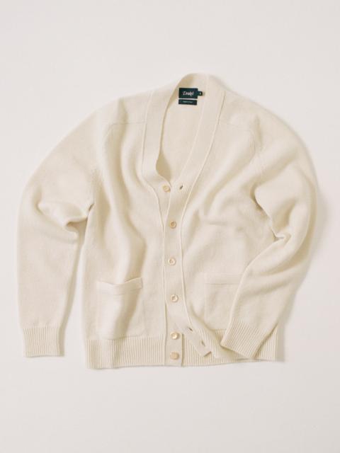 Drake's Ecru Lambswool 6 Button Cardigan