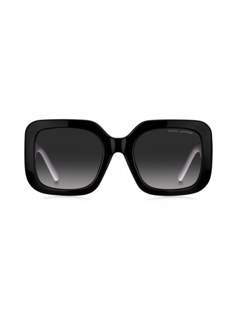 Marc Jacobs Marc Jacobs 53mm Gradient Polarized Square Sunglasses in Black White/Grey Shaded at Nordstrom