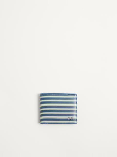 Valentino VALENTINO GARAVANI VLOGO SIGNATURE CALFSKIN WALLET WITH STRIPED PRINT