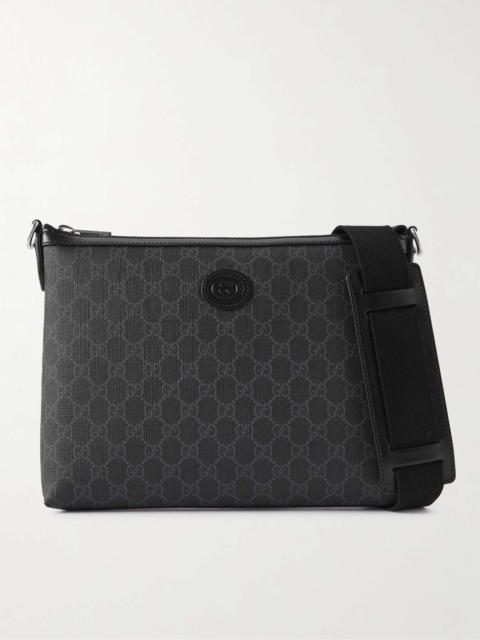 GUCCI GG Rétro Leather-Trimmed Coated-Canvas Messenger Bag
