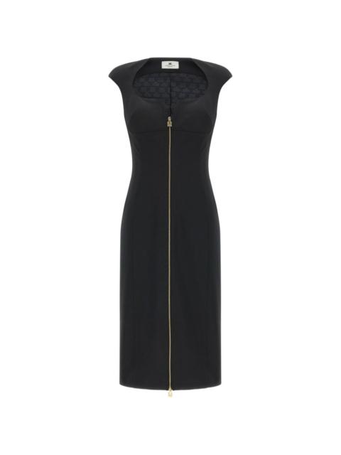 ELISABETTA FRANCHI sweetheart-neck zip midi dress