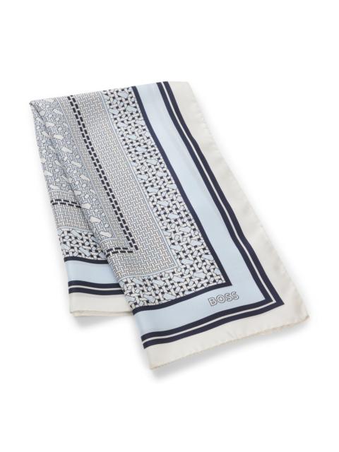 BOSS MONOGRAM SCARF IN SILK TWILL