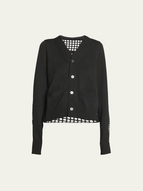 Laser-Cut Embroidered Back Knit Cardigan