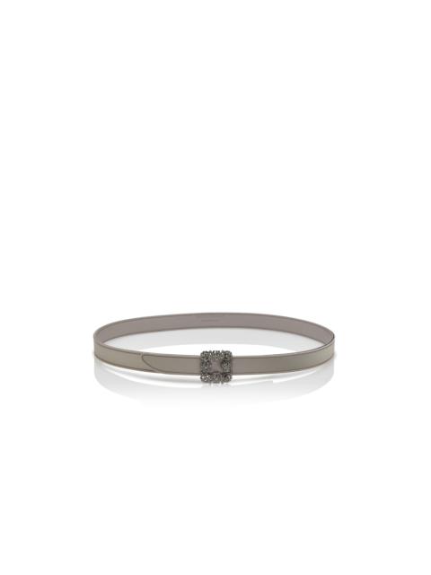 Light Grey Satin Crystal Buckled Belt