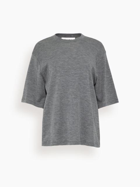 RÓHE Oversized Soft Merino T-Shirt in Mid Grey Melange