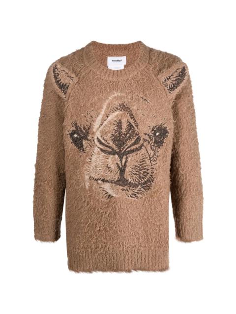 camel-pattern rib-trimmed jumper