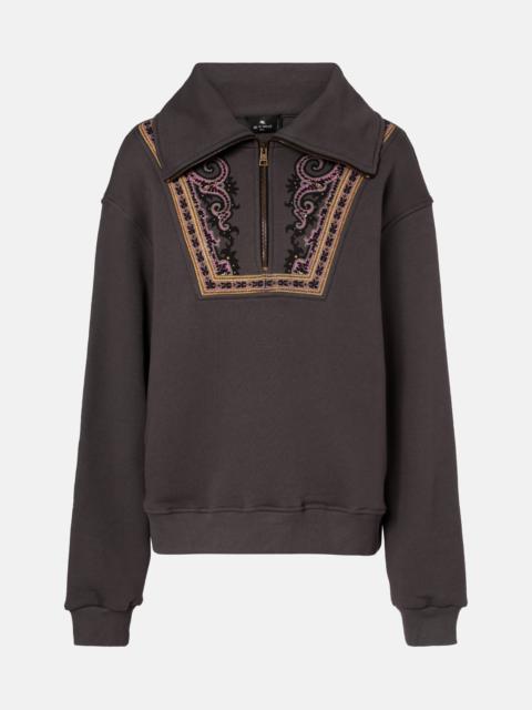 Etro Printed cotton half-zip sweatshirt