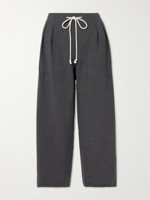 MARIA McMANUS Cosy Pinstriped Pleated Wool-blend Flannel Wide-leg Pants