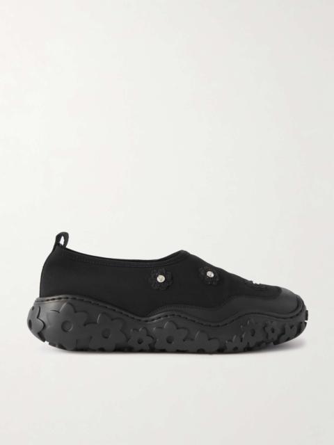 CECILIE BAHNSEN Glam embellished rubber-trimmed neoprene slip-on sneakers