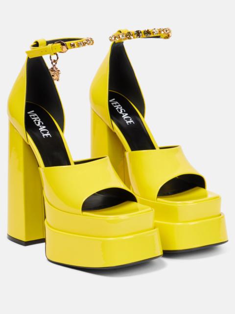 VERSACE Medusa Aevitas patent leather platform sandals