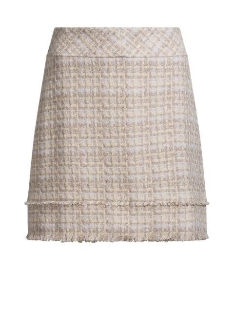 BOSS SLIM-FIT TWEED MINI SKIRT WITH FRINGING