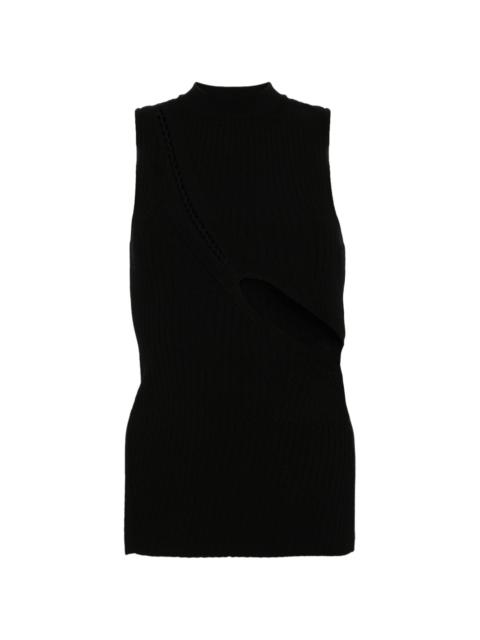 cut-out ribbed-knit tank top