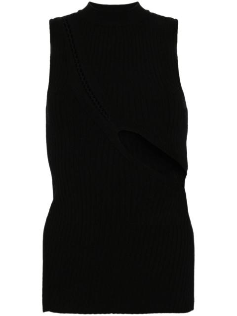 THE ATTICO cut-out ribbed-knit tank top