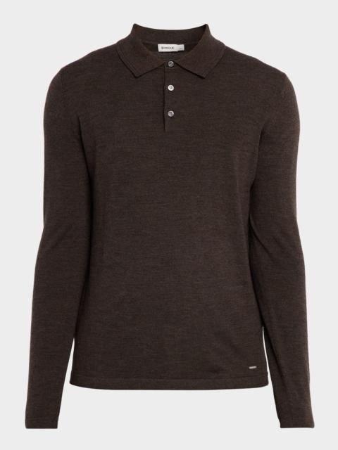 SIMKHAI Men's Reynolds Wool Long-Sleeve Polo Shirt