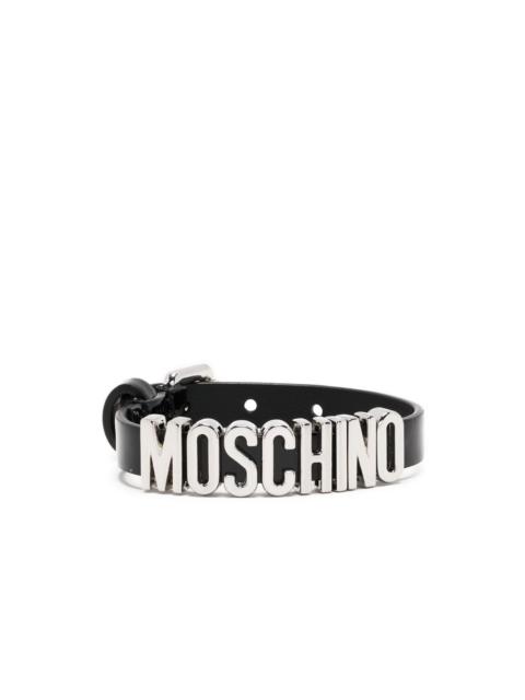 logo-lettering leather bracelet