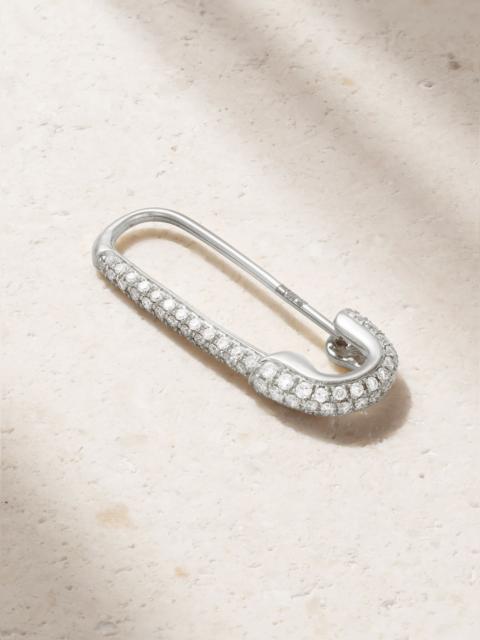 ANITA KO Safety Pin 18-karat white gold diamond single earring Silver