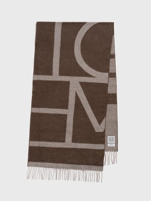 Totême Monogram jacquard wool scarf dark beige