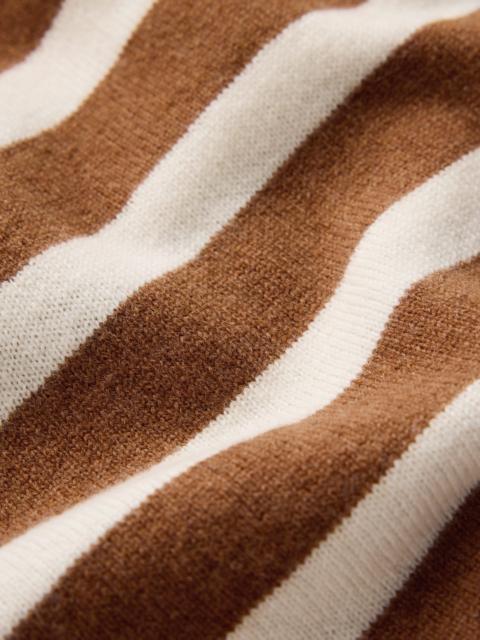 BODEN Bow Neck Knitted T-shirt-Gingerbread, Ivory Stripe