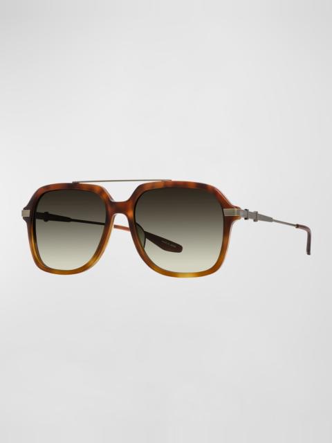 BARTON PERREIRA D.Ellis Havana Zyl & Titanium Aviator Sunglasses