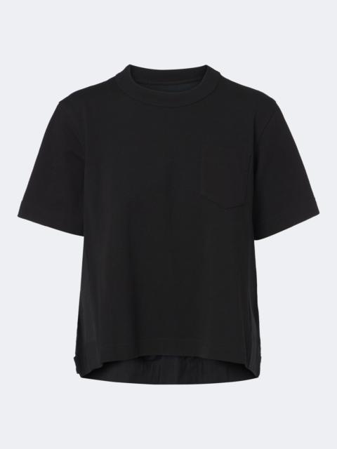 sacai Cotton jersey and denim T-shirt