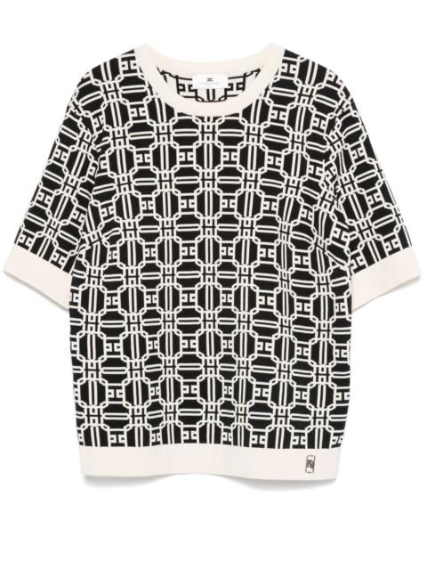 ELISABETTA FRANCHI logo-jacquard top