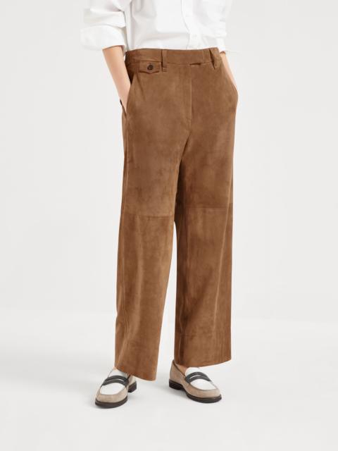 Brunello Cucinelli Suede cropped chino trousers