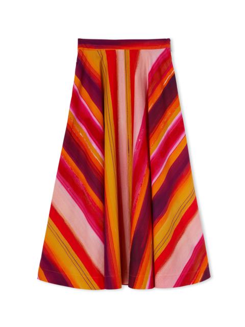 MSGM Cotton midi wheel skirt with "brushed stripes" pattern